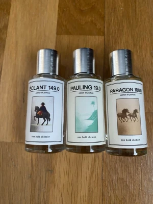 Parfymtrio från One Bold Chemist - Säljer tre parfymer från One Bold Chemist: Éclant 149.= inspererad av creed aventus, Pauling 19.0=inspererad av pacific chill och Paragon 100.0 inspererad av parfums de marley perseus