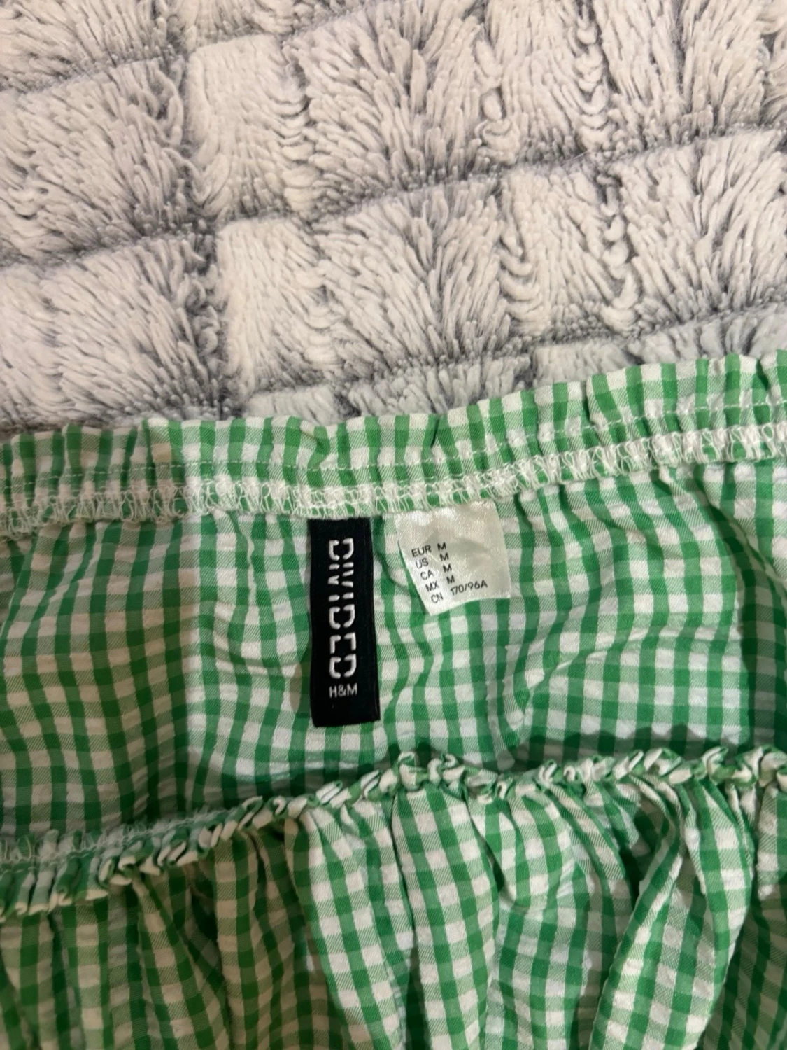 Grön rutig blus med puffärmar - 3