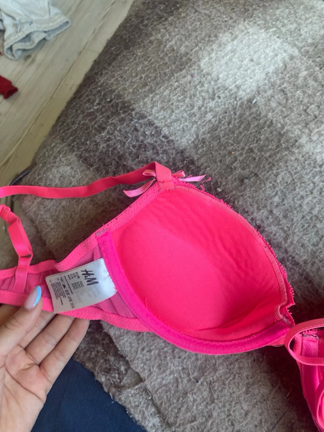 Rosa push-up bh med spets från H&M - 1