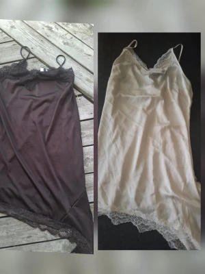 Klänning med spet - Gräddvit och mörkbrun klänning med spets st Medium på bägge