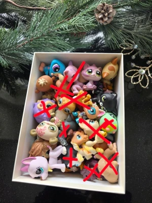 Littlest pet shop - Slumpmässig lps figur. De som har rött kryss på sig är redan dragna. Det får alltså en figur för priset😊💕