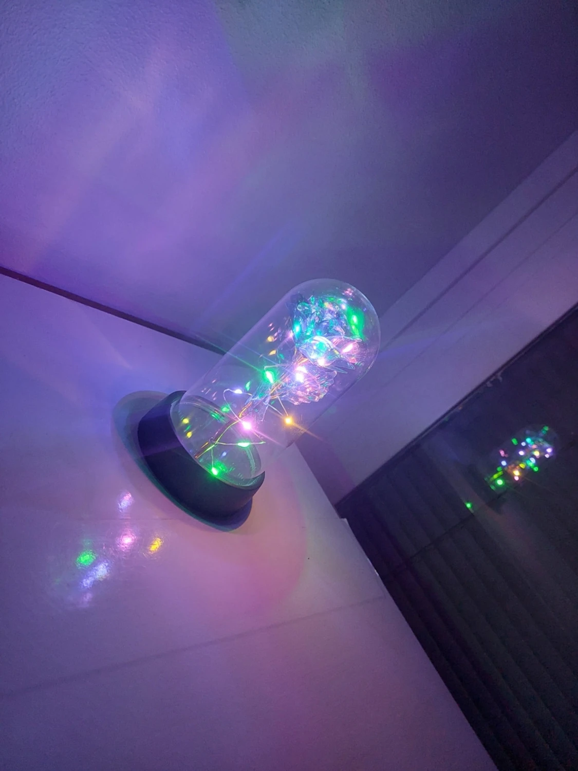 Glaskupa med LED-ros och ljusslinga - 3
