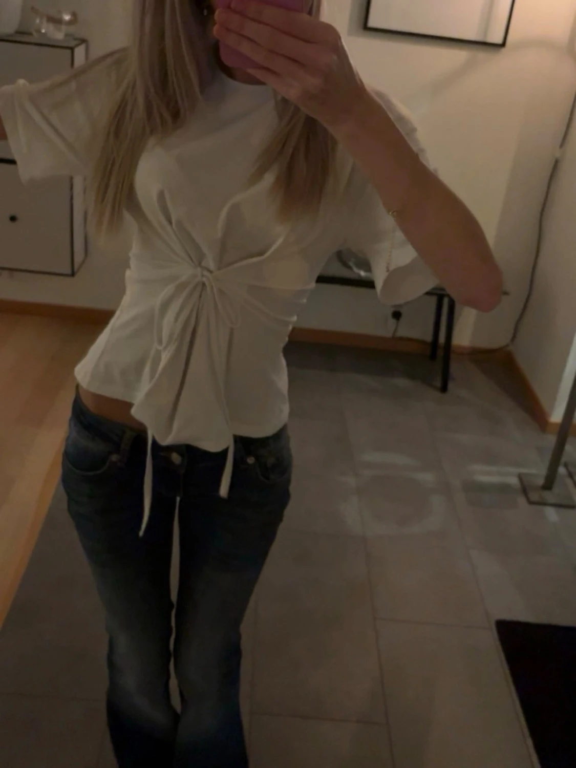 Blå bootcut jeans med låg midja