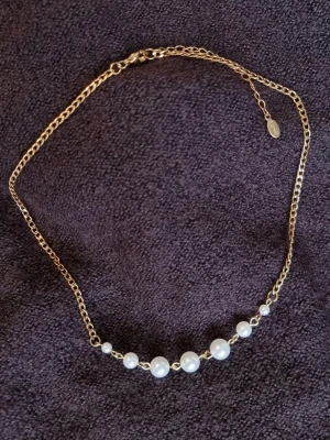 Handgjort halsband med pärlor  - Material-rostfritt stål, pärlor. Längd-40cm-45