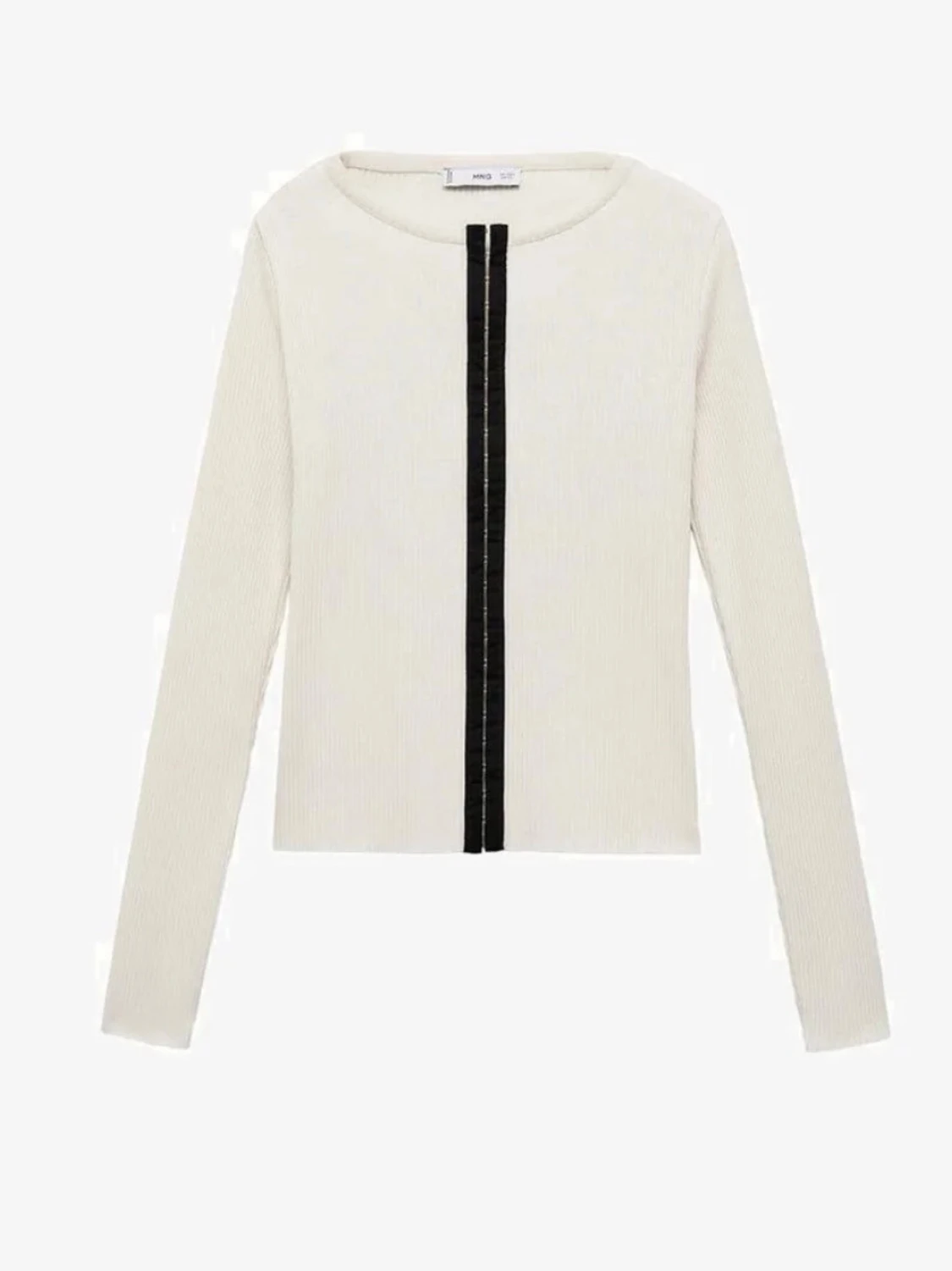 Vit ribbad topp från Mango