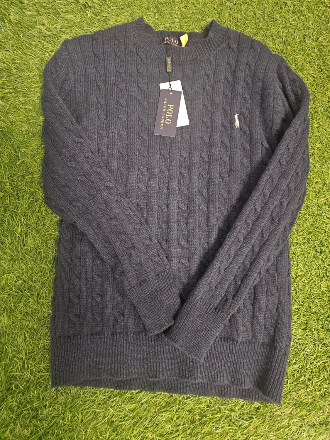 Mörkblå kabelstickad tröja Polo Ralph Lauren