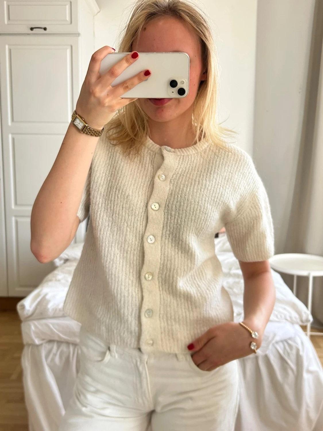 Vit kortärmad kofta med knappar💖💖 - 1