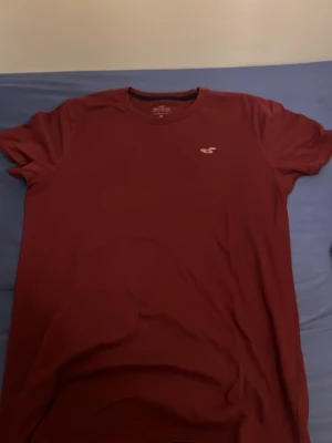 Vinröd t-shirt från Hollister - Snygg vinröd t-shirt från Hollister med klassisk rund hals och liten logga på bröstet. T-shirten är enkel och stilren, perfekt till jeans eller shorts. Gjord i mjuk bomull för skön känsla hela dagen.