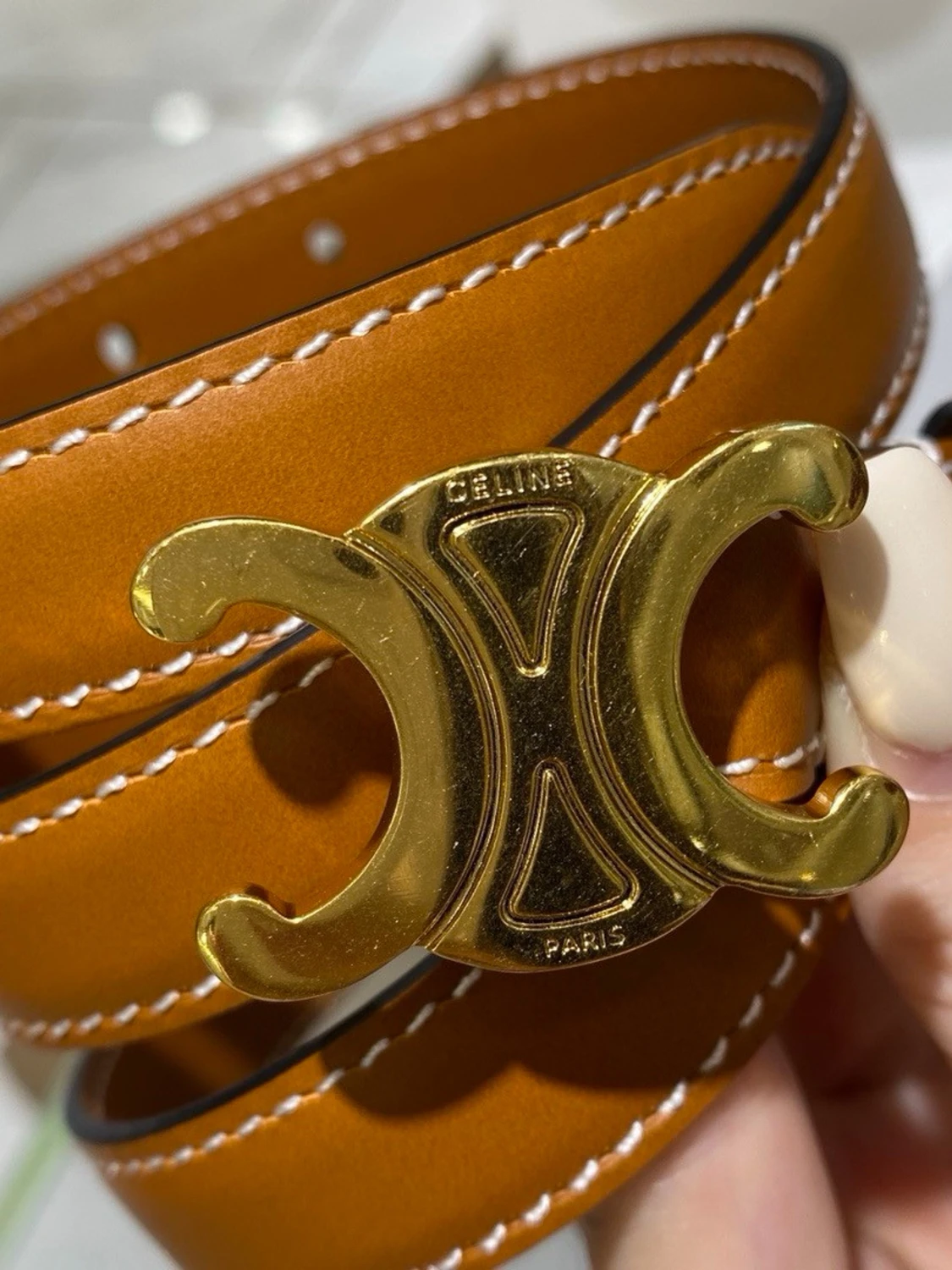 Brunt skärp med guldspänne från Celine - 6