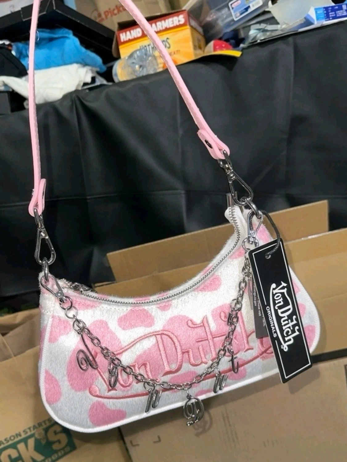 Rosa och vit Von Dutch handväska - 3