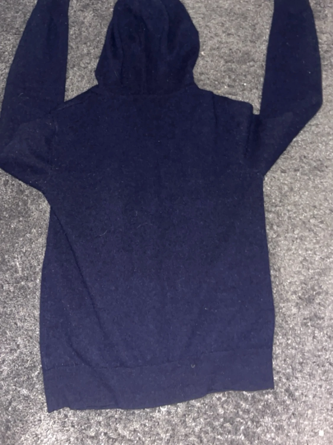 Mörkblå Cashmere Hoodie - 1