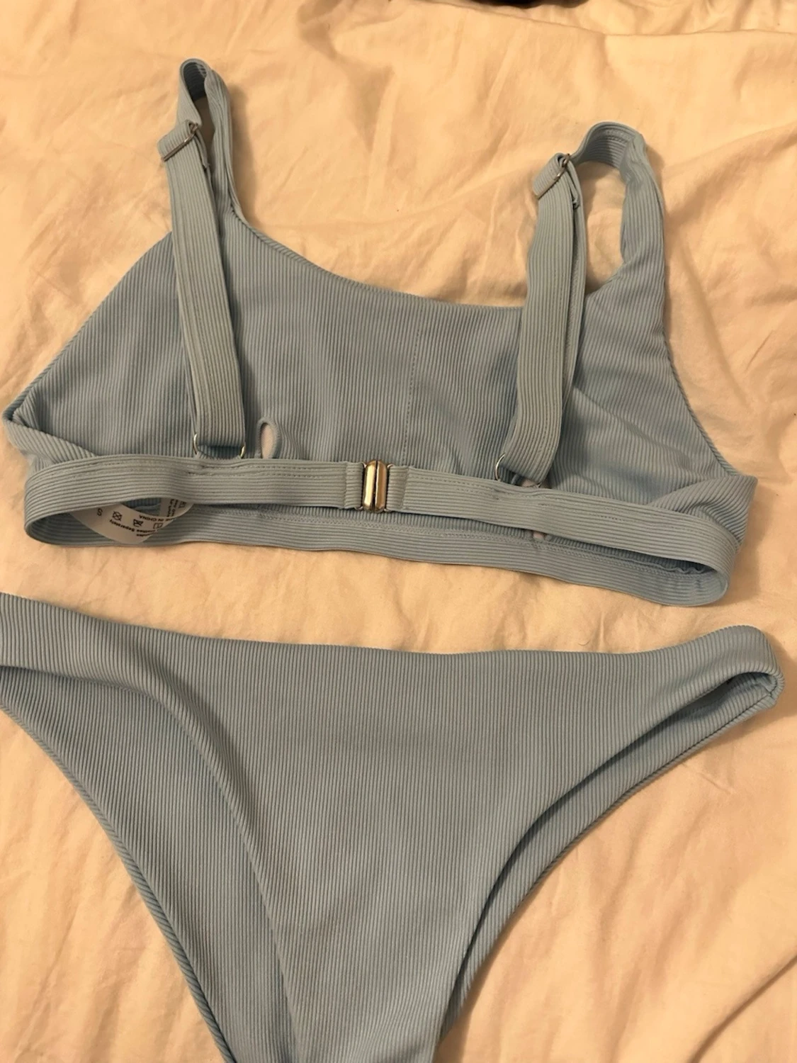 Ljusblå ribbad bikini - 1