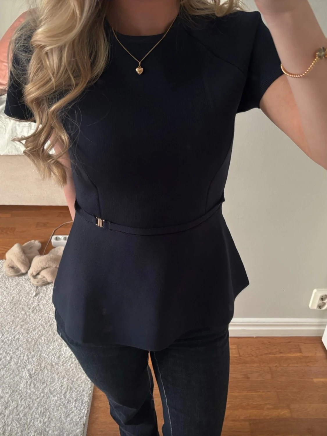 Mörkblå peplum topp