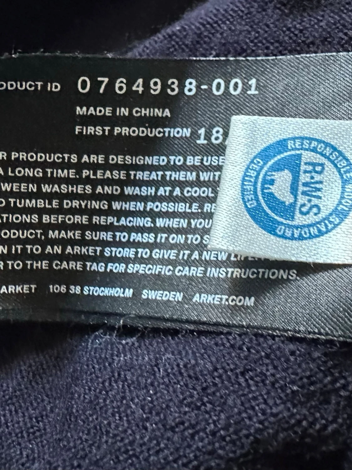 Mörkblå Arket långärmad pikétröja - 3