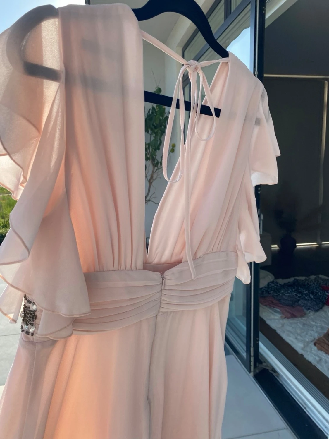 Ljusrosa klänning  med volang - 4