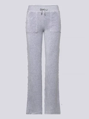 Grå Juicy Couture mjukisbyxor  - Snygga grå mjukisbyxor med raka ben och bred resår i midjan. Byxorna har dragsko och två stora fickor framtill. Tillverkade i mjukt och bekvämt material som passar perfekt för chill dagar. Enkel och stilren design som är lätt att matcha.