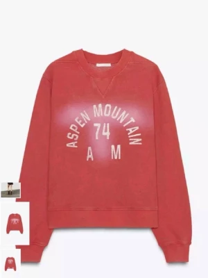 Röd sweatshirt Aspen Mountain - Populär tröja ifrån Zara i storlek s, jättefin och helt nya använd med lapp kvar.