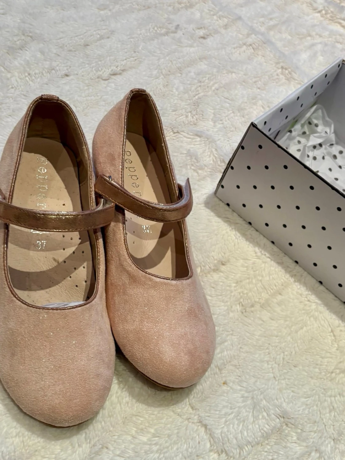 Rosa ballerinaskor med rem från Pepper - 1