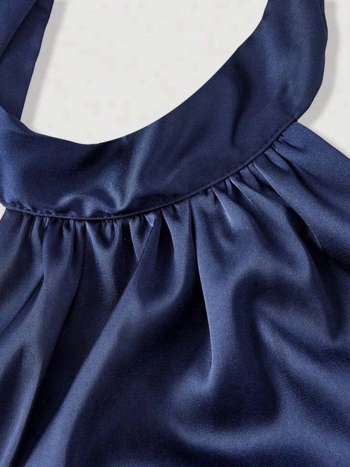 Mörkblå satin halterneck topp - 1