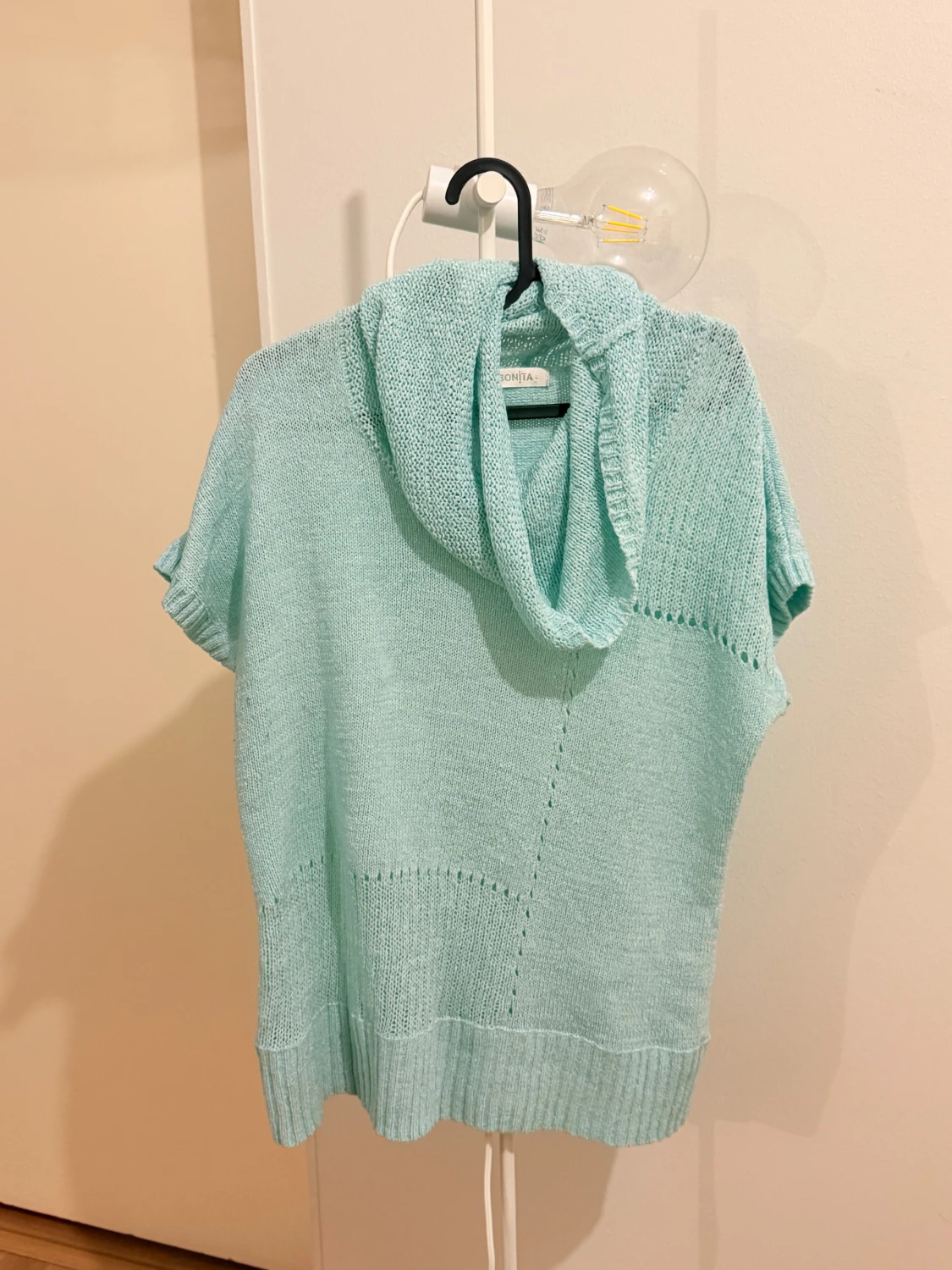 Ljusblå stickad polotröja Bonita - 2
