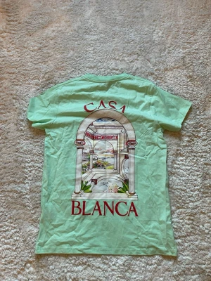 Mintgrön Casa Blanca t-shirt - Fräsch mintgrön t-shirt från Casablanca med stort konstnärligt tryck på ryggen och mindre tryck på bröstet. Klassisk passform och rund hals. Perfekt för dig som vill sticka ut med en unik design och cool vibe.