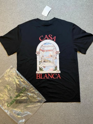 Svart Casa Blanca t-shirt med tryck - Snygg svart t-shirt från Casa Blanca med stort färgglatt tryck på ryggen som föreställer en klassisk portal och landskap. T-shirten har rund hals och korta ärmar. Perfekt för dig som vill sticka ut med en unik design.