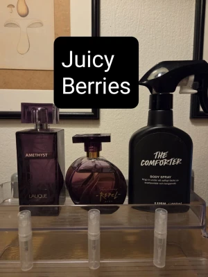 Parfym testers 2ml perfume split bundle scent body spray body mist  - Perfume testers set  1x 2ml Lalique Amethyst   1x 2ml Avon Far Away Rebel   1x 2ml Lush The Comforter   Please check out my other listings for more testers  If you only want to buy a tester separately just let me know