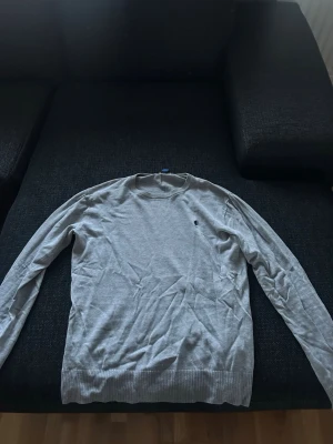 Ljusgrå  polo  ralf tröja med rund hals - Ljusgrå polo Ralf tröja. Defekter hål på rygg vad armar.