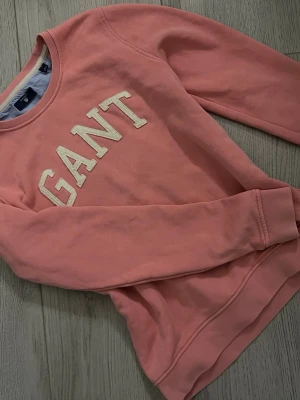 Rosa sweatshirt från GANT - Snygg rosa sweatshirt från GANT med stora vita bokstäver broderade över bröstet. Tröjan har rund halsringning.