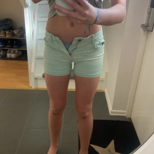 Coral/mint gröna shorts i bomull - Snygga coral shorts med klassisk femficksmodell och dragkedja fram. Perfekta för varma dagar och har en fräsch, ljus färg. Tillverkade i mjuk bomull som känns skön mot huden. Passar dig som gillar en enkel och stilren look.