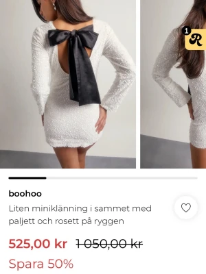 Vit sequin klänning i petite med rosett - Använd 1 gång  Material: polyester