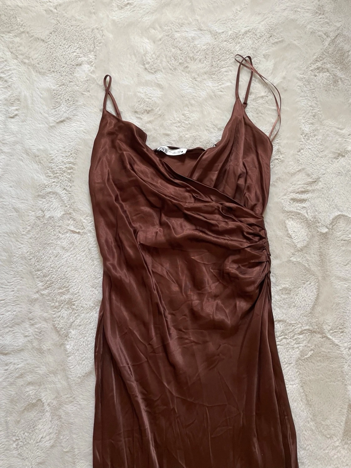 Brun långklänning med slits L ZARA - 4