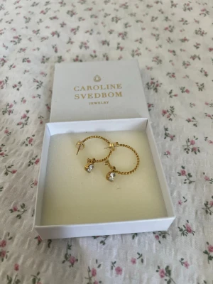 Guldiga örhängen Caroline Svedbom - Säljer ett par eleganta guldiga örhängen från Caroline Svedbom. Helt nya, säljer pga dubletter.