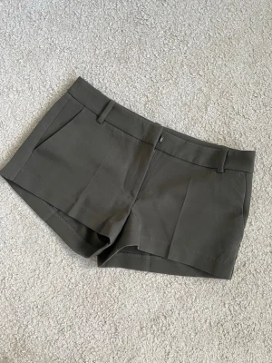 Mörkgröna dressade shorts - Snygga mörkgröna shorts med dressad look och raka ben. Shortsen har bälteshällor, fickor fram och dekorfickor bak. Perfekta till sommaren och passar till både t-shirt och skjorta.