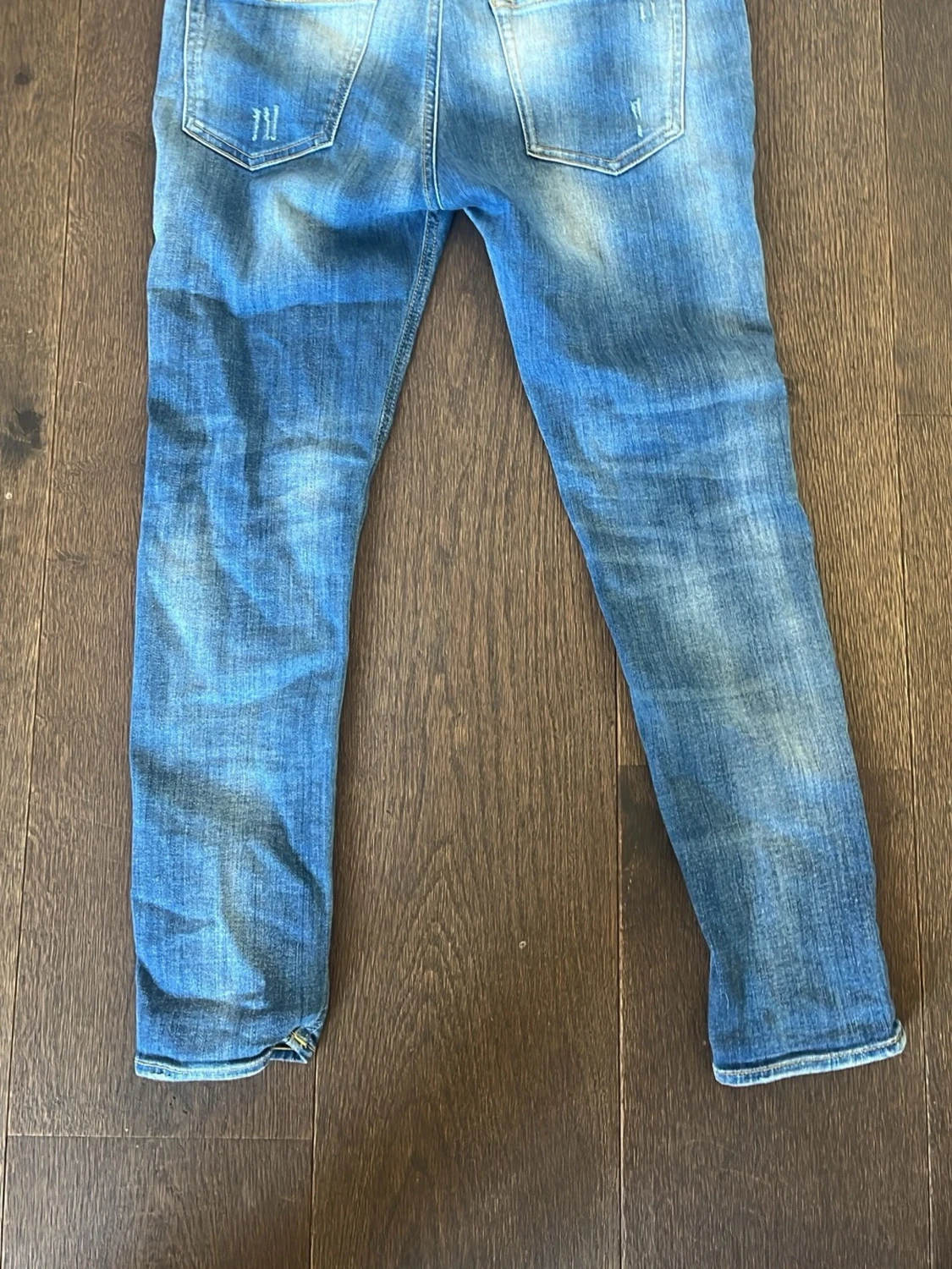 Blå slitna skinny jeans - 1