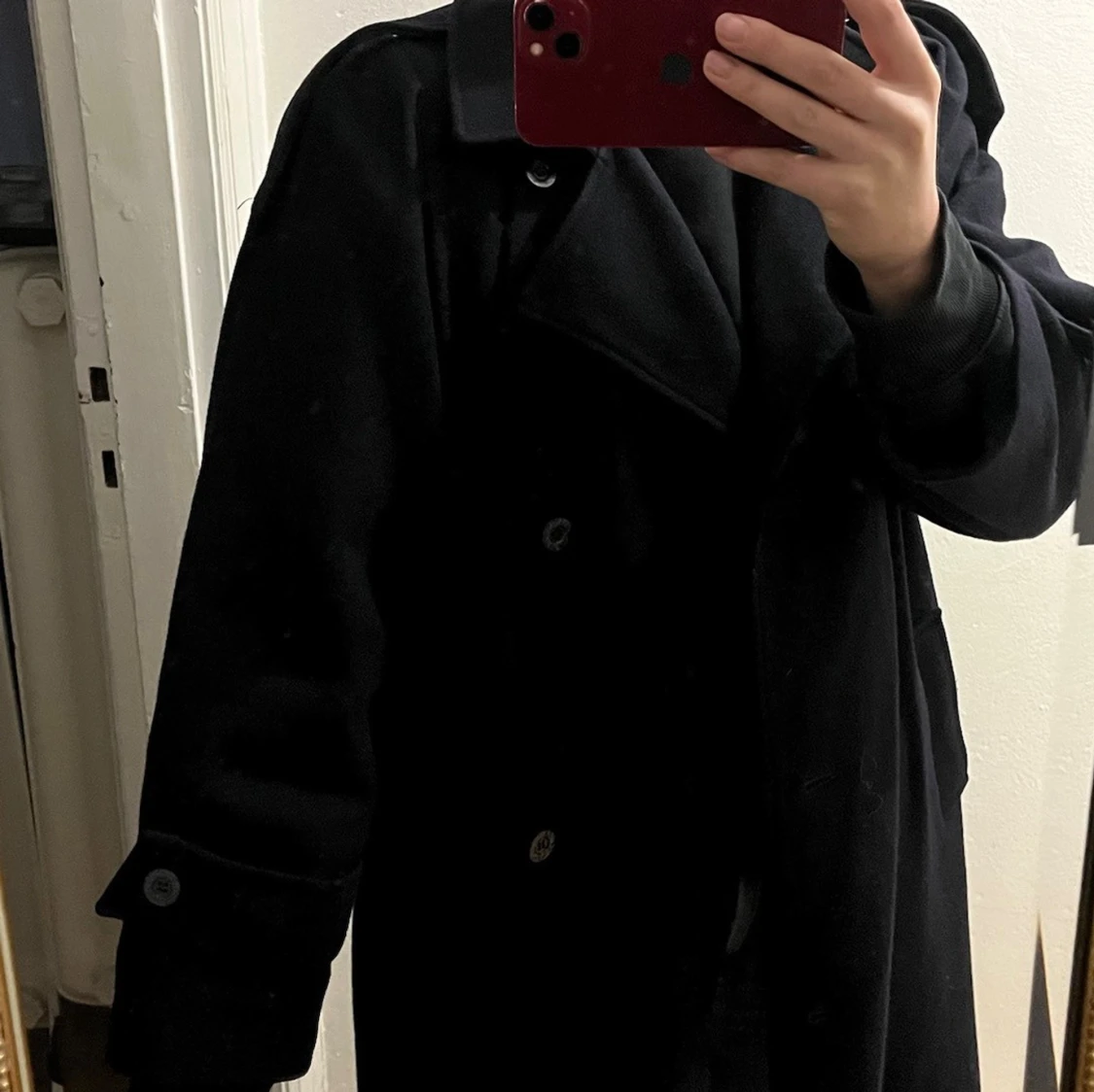 Marinblå kappa i ull - 4