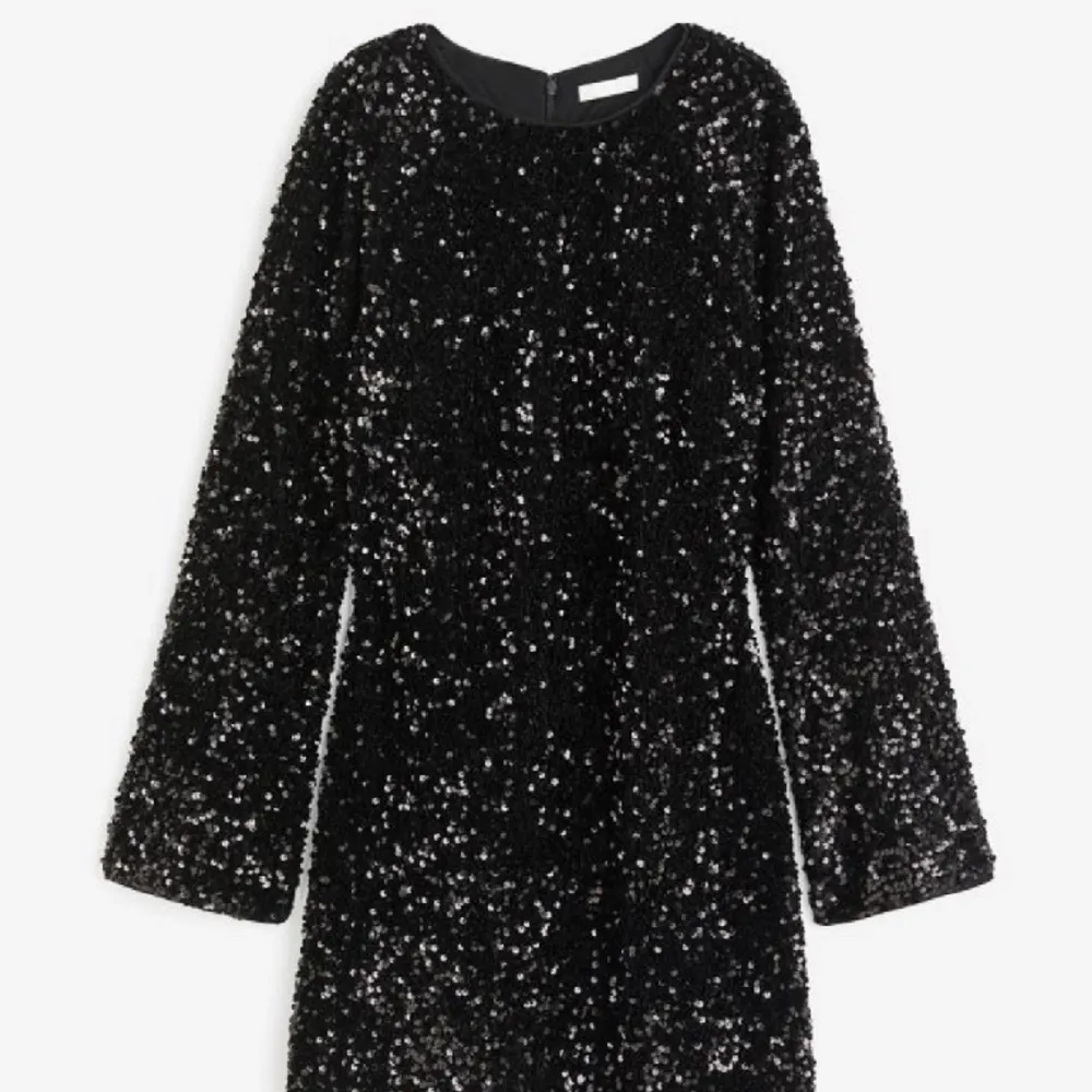 Säljer denna superfina paljettklänningen från H&M, endast använd 1 gång och är i helt nyskick🖤. Klänningar.