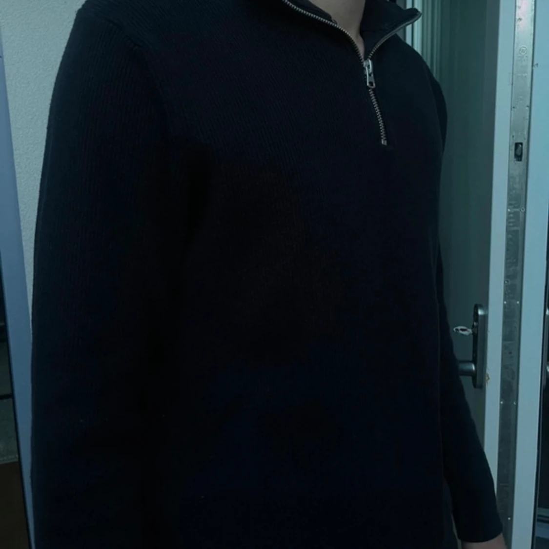 Stickad halv zip tröja - 90