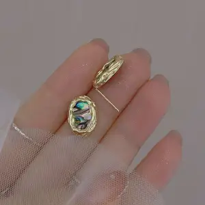 Natural Abalone 14k Gold Plated Earrings