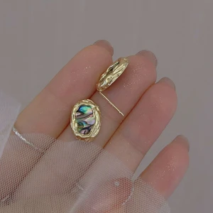 Natural Abalone 14k Gold Plated Earrings - Natural Abalone 14k Gold Plated Earrings