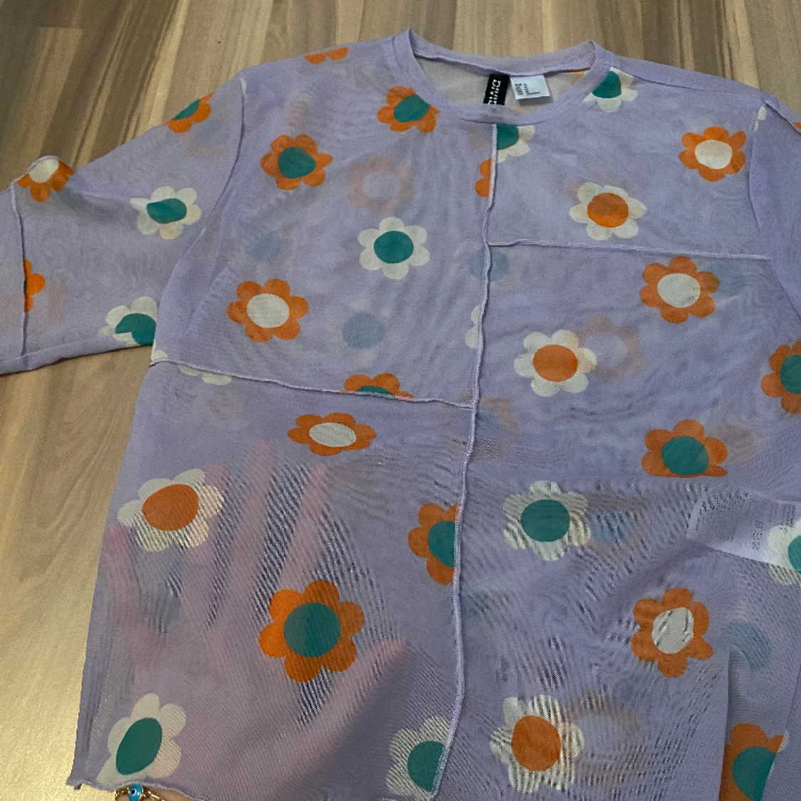 Lila blommig mesh tröja - 90