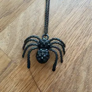Ett halsband med en svart spindel på! Går att justera längd