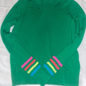 From future tröja - Grön fin from future tröja med färgglada ränder. Tröjan säljs inte längre. Ett litet hål vid ena armen men inget som märks av. Knappt använd❤️