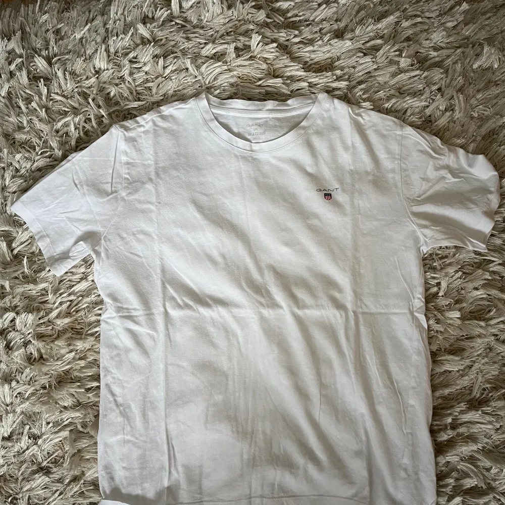 Gant t-shirt, storlek 176 men passar Xs-S och är i färgen vit. Bra skick. . T-shirts.