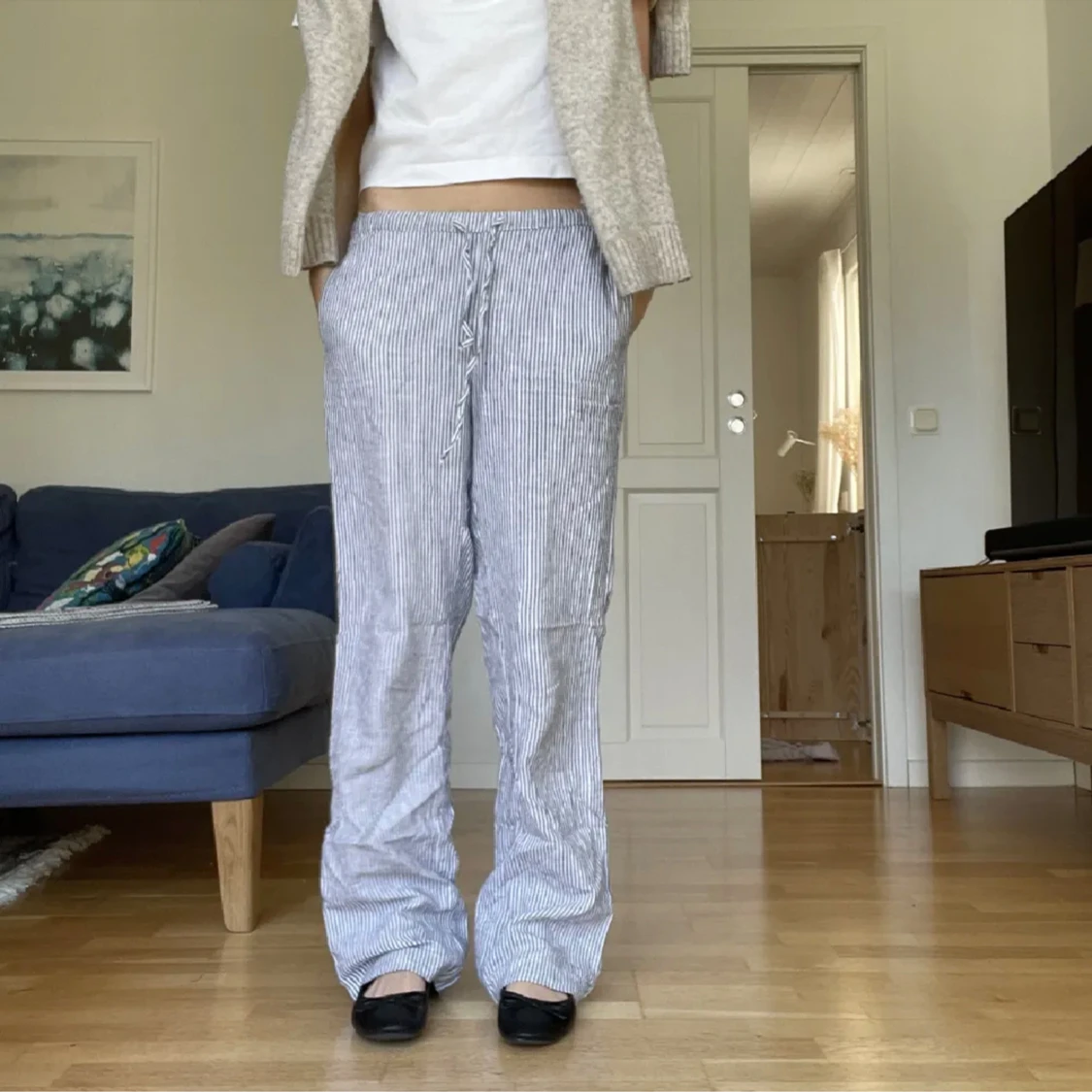 Randiga linnebyxor  - 90