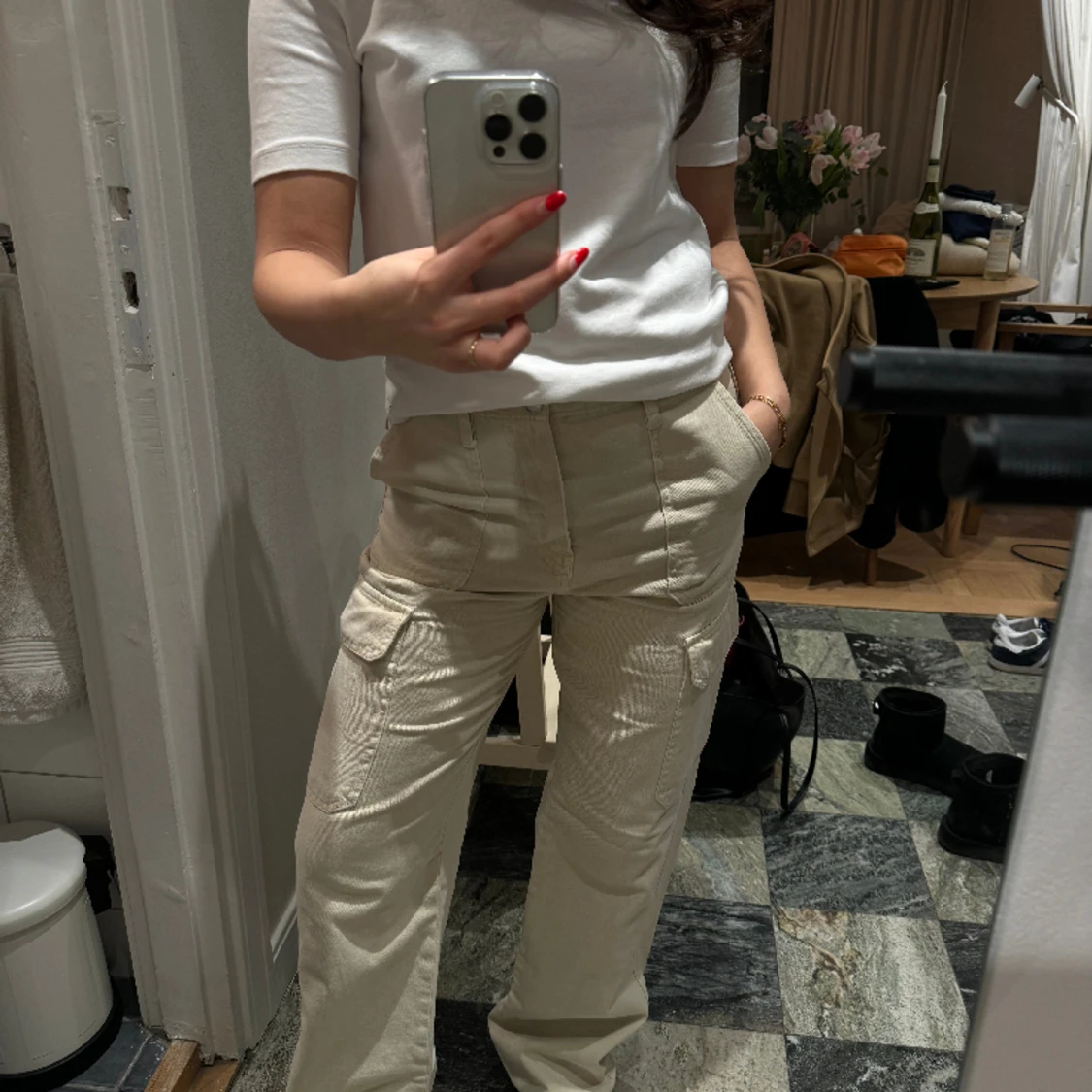 Beige cargobyxor - 91