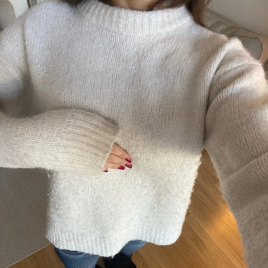 Vit stickad tröja  - 91