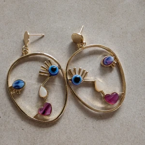 Abstrakt ansikte hänge örhängen - abstrakt ansiktshänge örhängen  Ny 