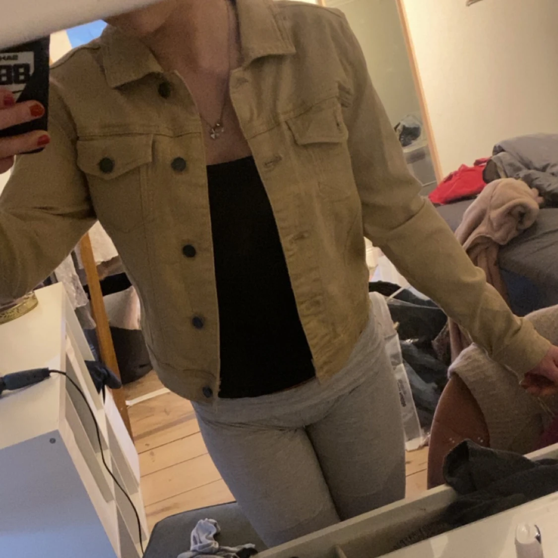 Beige jeansjacka - 90