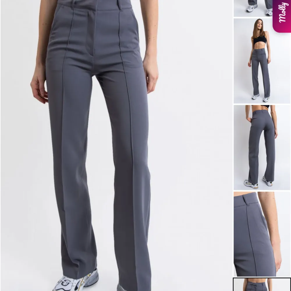 Gråa kostymbyxor från madlady, lite noppriga. Stl M längd 32🤗. Jeans & Byxor.
